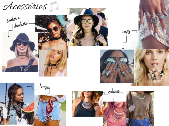 moda outono inverno 2017 | moda | looks | looks para festival | looks para festival de musica | fashion | estilo | moda feminina | looks para lollapalooza | saia longa | macaquinho | vestido | short jeans | top cropped | chapeu | oculos | colar | chocker