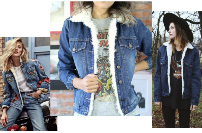 moda | moda 2018 | jaqueta jeans | look com jaqueta jeans | jaqueta jeans forro de ovelha | jaqueta forro pêlo de carneiro