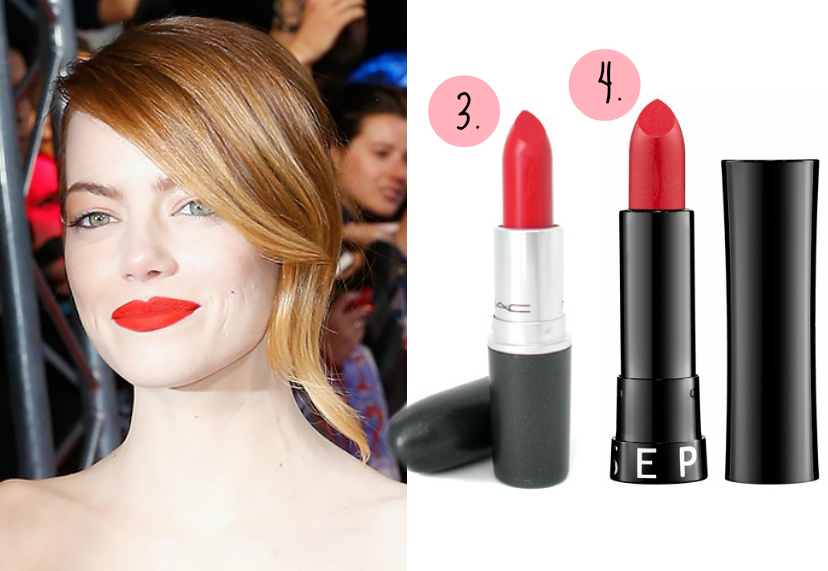 beleza | maquiagem | make up | batons | make das famosas | inspiração de make | Emma Stone | batons Emma Stone | batom roxo | batom vermelho mate