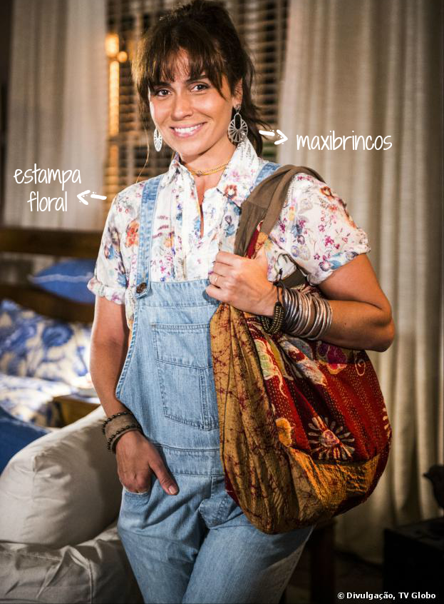 blog de moda | moda | sobre moda | moda em novelas | moda novelas | Em Família | Clara da novela Em Família | Giovanna Antonelli personagem Em Família | Clara usa jardineiras