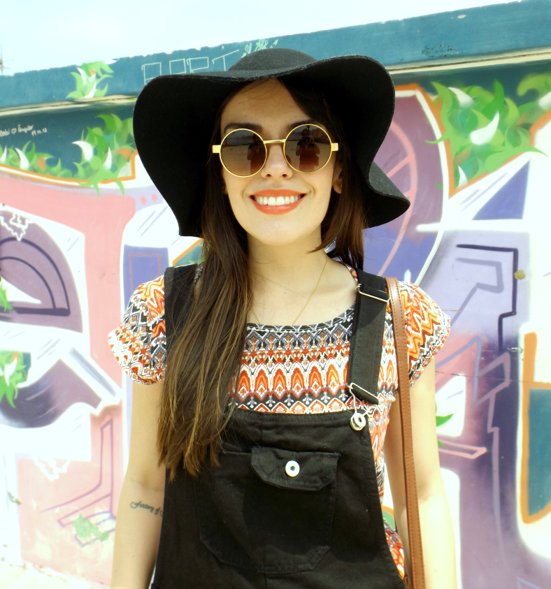 moda | look do dia | look para o dia | look com jardineira | look com macaquinho | jardineira de brim | jardineira jeans | jardineira preta | jardineira curta | looks do dia | look da Marcéli Paulino | blusa com estampa étnica | oxfords | verão 2015 | mod