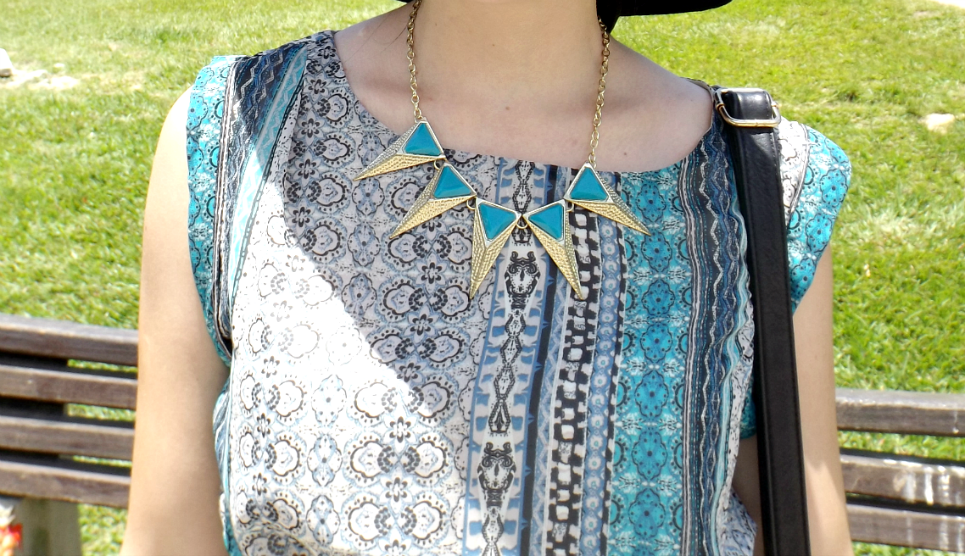 moda | look do dia | look para o dia | look com chapéu floppy | verão 2015 | como usar vestido com chapéu | sapato flat | vestido Forever 21 | vestido étnico | estampa étnica