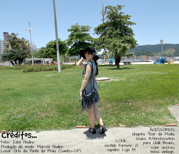 moda | look do dia | look para o dia | look com chapéu floppy | verão 2015 | como usar vestido com chapéu | sapato flat | vestido Forever 21 | vestido étnico | estampa étnica