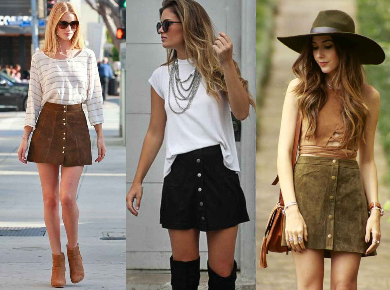 moda | moda 2016 | mini saia | saia | saia de botões | saia cintura alta | saia de saia | saia jeans | saia preta | suede skirt