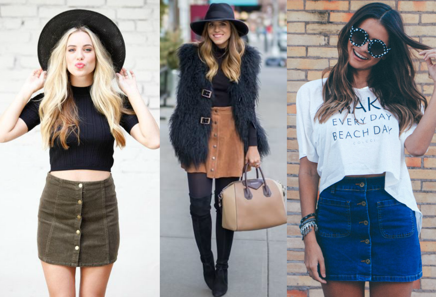 moda | moda 2016 | mini saia | saia | saia de botões | saia cintura alta | saia de saia | saia jeans | saia preta | suede skirt