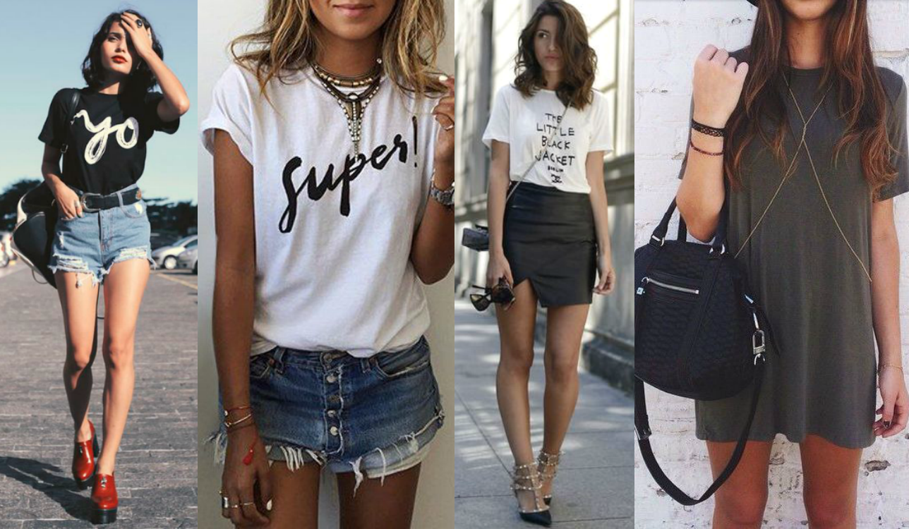 moda | moda 2016 | moda de 2016 | t-shirts | t-shirt design | t-shirt com saia | t-shirt com calça | camiseta | t-shirt com blazer | t-shirt para todas as horas do dia