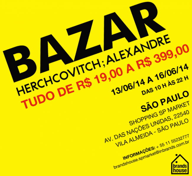 Alexandre Herchcovitch promove bazar com 80% de desconto neste fim de semana
